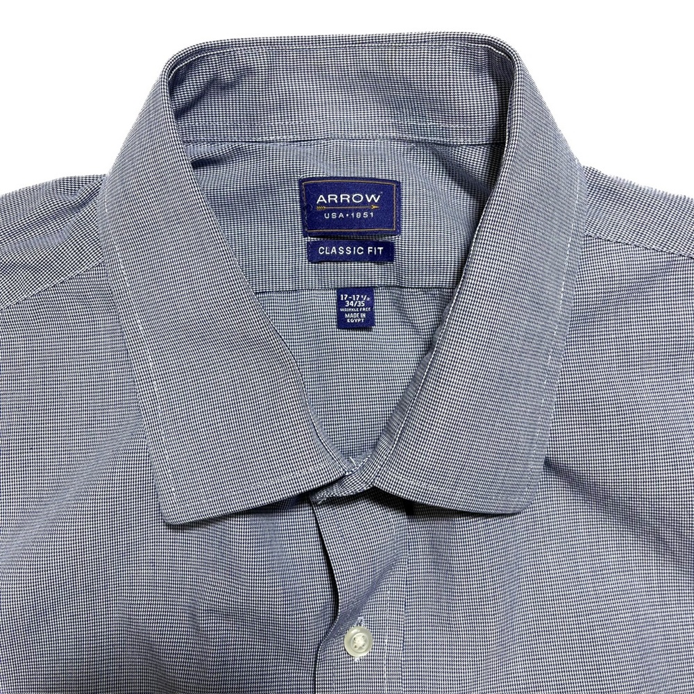 Arrow Blue Multicolor Wrinkle-Free Classic Fit Shirt Men’s 17 34/35